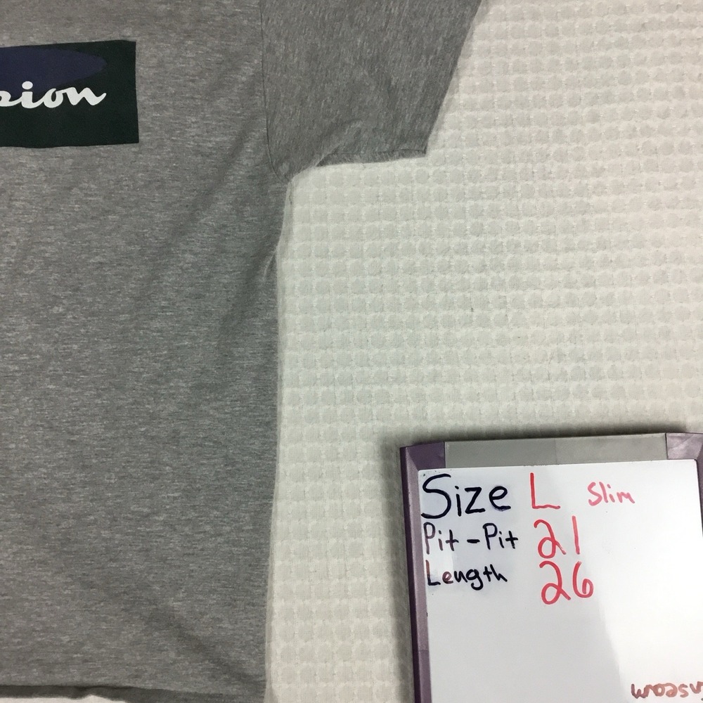 Champion Mens Graphic‎ T-Shirt Large Gray Slim Fit Camo Box Logo Short Sleeve - Picture 4 of 8
